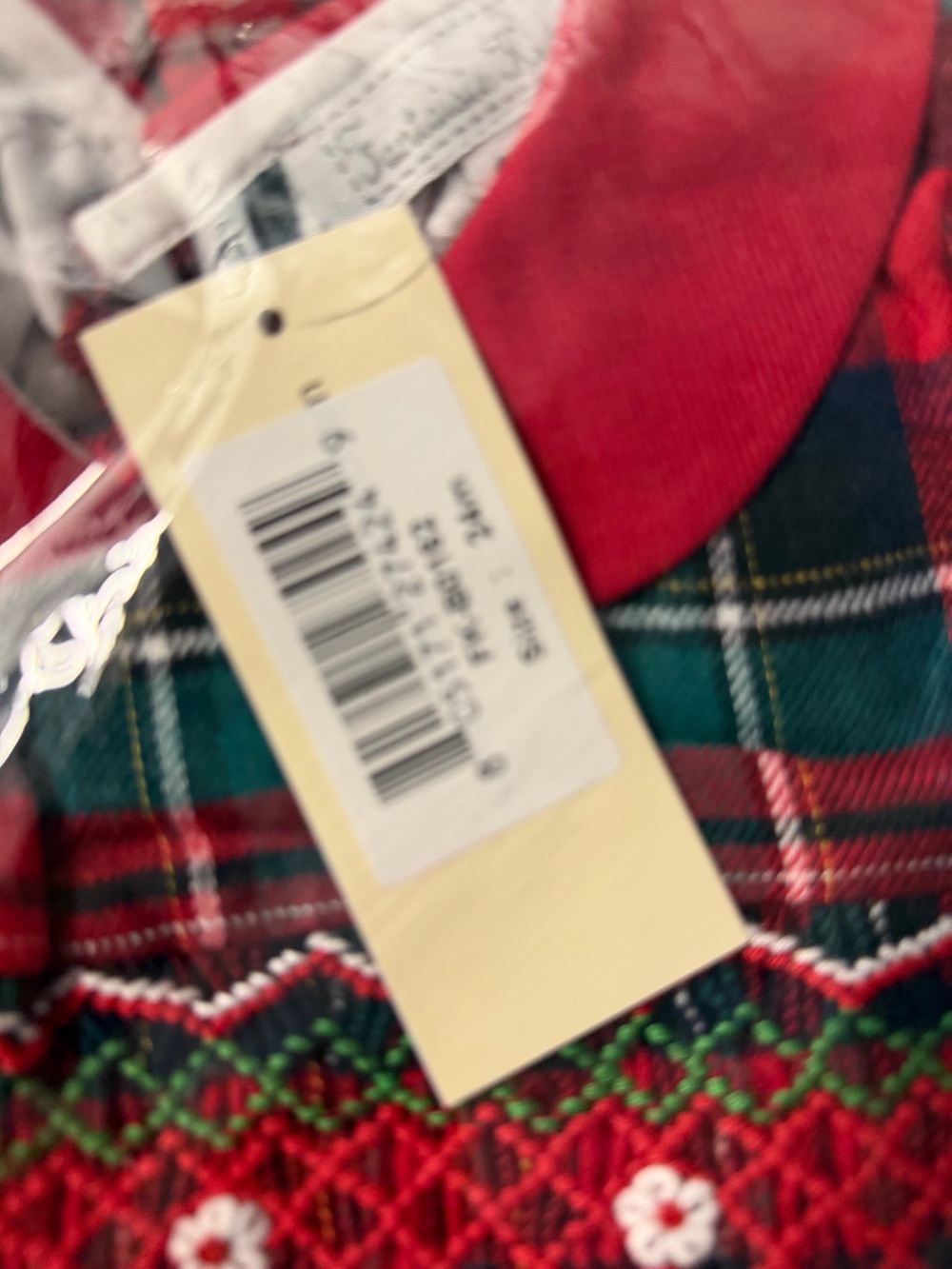 Smocked red plaid Christmas dress 24 months new with tags
